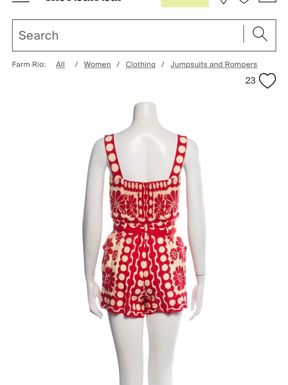 FARM Rio Red and Gold Floral Polka-Dot Romper with Tie Waist - Picture 3 of 7